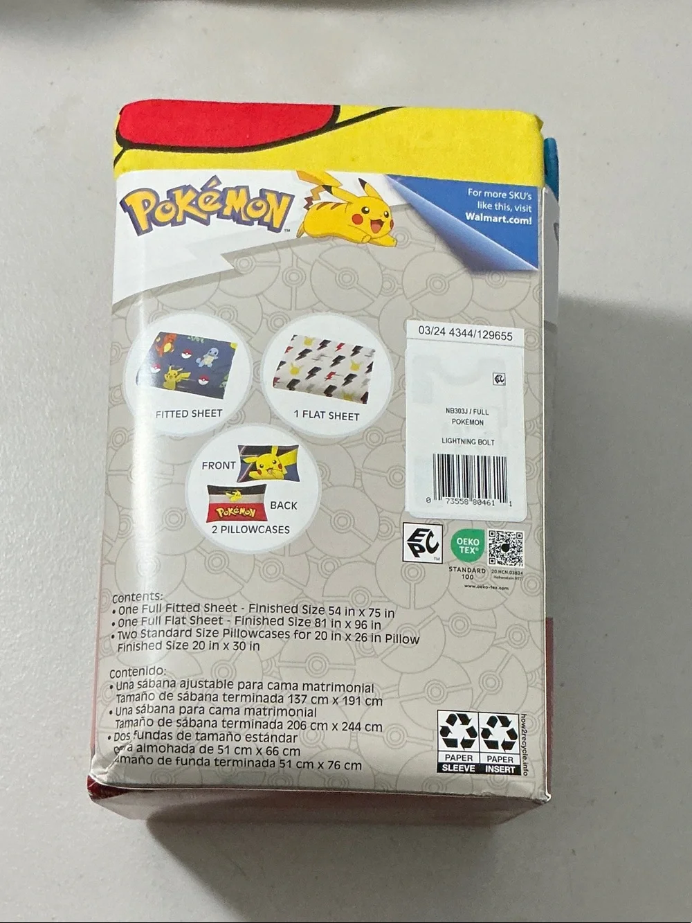 Pokemon Pikachu Yellow, White & Red 4-Piece Full Sheet Set